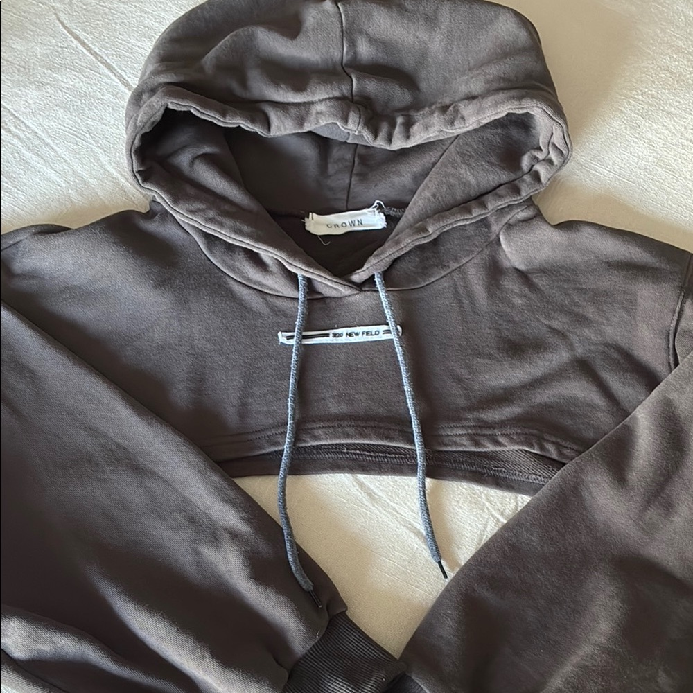 Crown Brown Cropped Hoodie - Picture 2 of 6